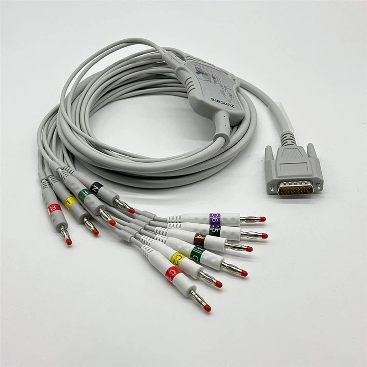 Zoncare 12-lead ECG EKG Cable With Leadwire Banana