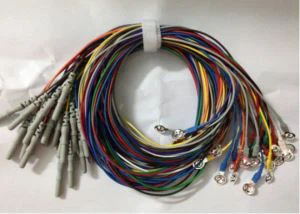 Hyblyg EEG Meddal Cable electrodau / EEG Cable gyda Chwpan Copr Arian, 24pcs / set