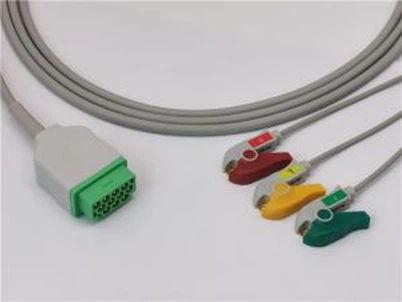 Cable Adapter ECG GE Healthcare 3 Clipiau Arwain