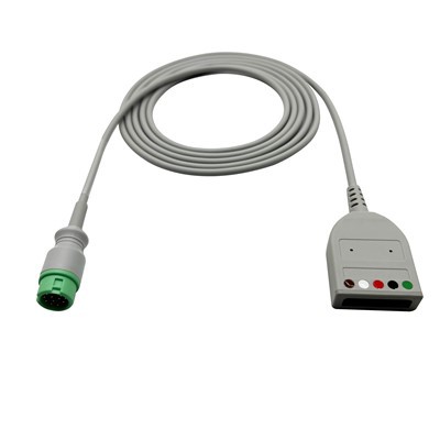 Cebl Cefnffordd ECG Mindray/Edan/Goldway Gyda Gwifrau Plwm 12pin